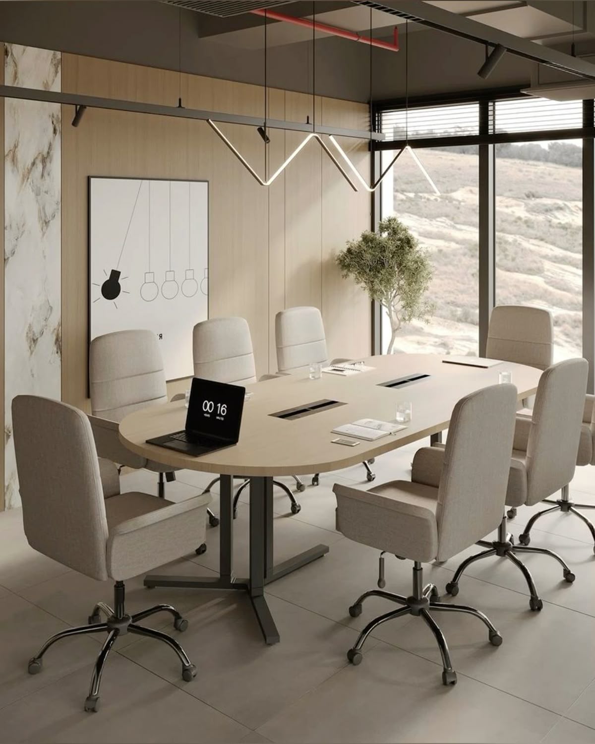 Collaborative Boardroom featuring Ergonomic High-Back Mesh Chairs #20